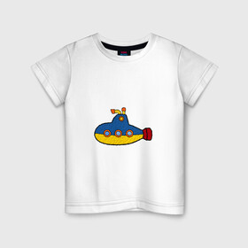 Детская футболка хлопок с принтом Подводная лодка в Санкт-Петербурге, 100% хлопок | круглый вырез горловины, полуприлегающий силуэт, длина до линии бедер | submarine | наутилус | подводная лодка
