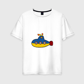 Женская футболка хлопок Oversize с принтом Подводная лодка в Санкт-Петербурге, 100% хлопок | свободный крой, круглый ворот, спущенный рукав, длина до линии бедер
 | submarine | наутилус | подводная лодка