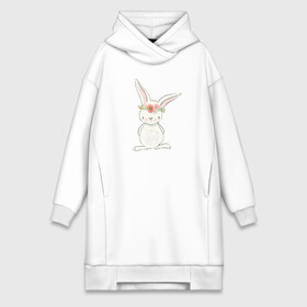 Платье-худи хлопок с принтом милый кролик в Санкт-Петербурге,  |  | заяц | кролик. венок | лапы | мода | мультик | персонаж | уши | хвост