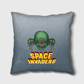 Подушка 3D с принтом Space Invaders | Old game (Z) в Санкт-Петербурге, наволочка – 100% полиэстер, наполнитель – холлофайбер (легкий наполнитель, не вызывает аллергию). | состоит из подушки и наволочки. Наволочка на молнии, легко снимается для стирки | dendy | invaders | nintendo | shootem up | space invaders | денди | захватчики | космические захватчики | су имбэ | чужаки