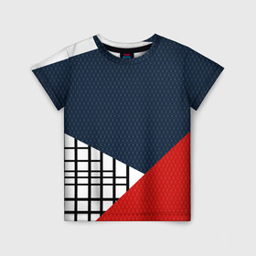 Детская футболка 3D с принтом Разноцветный арт пэчворк  в Санкт-Петербурге, 100% гипоаллергенный полиэфир | прямой крой, круглый вырез горловины, длина до линии бедер, чуть спущенное плечо, ткань немного тянется | Тематика изображения на принте: абстрактный | геометрический | клетка | комбинированный | коралловый | модный | молодежный | полосы | синий | современный | темный синий