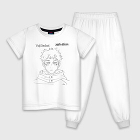 Детская пижама хлопок с принтом Итадори Юдзи Магическая битва в Санкт-Петербурге, 100% хлопок |  брюки и футболка прямого кроя, без карманов, на брюках мягкая резинка на поясе и по низу штанин
 | Тематика изображения на принте: anime | jujutsu kaisen | manga | sorsery fight | yuji itadori | аниме | джутсу кайсен | дзюдзюцу кайсэн | засранец | итадори юдзи | маг | магическая битва | манга | проклятия | сосуд для сукуна