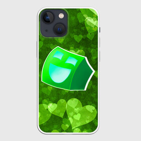 Чехол для iPhone 13 mini с принтом Geometry Dash | Green Love (Z) в Санкт-Петербурге,  |  | Тематика изображения на принте: 2d | arcade | game | geometry dash | meltdown | robtop | аркада | геометри даш | геометрическая черточка | геометрический тире | раннер