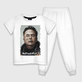 Детская пижама хлопок с принтом Space X и его создатель в Санкт-Петербурге, 100% хлопок |  брюки и футболка прямого кроя, без карманов, на брюках мягкая резинка на поясе и по низу штанин
 | celebrity | elon musk | genius | revolutionary | space x | гений | знаменитость | илон маск | революционер