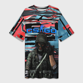 Платье-футболка 3D с принтом Point Disarray Буйство красок в Санкт-Петербурге,  |  | awp | counter strike | cs go | skin cs | team cs | скины оружия