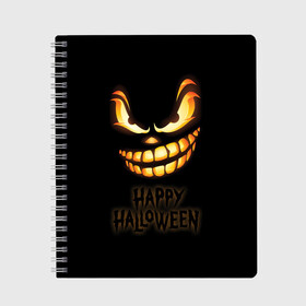 Тетрадь с принтом Happy Halloween в Санкт-Петербурге, 100% бумага | 48 листов, плотность листов — 60 г/м2, плотность картонной обложки — 250 г/м2. Листы скреплены сбоку удобной пружинной спиралью. Уголки страниц и обложки скругленные. Цвет линий — светло-серый
 | halloween | holiday | pumpkin | samayn | vampire | zombie | вампир | ведьма | вечеринка | день всех святых | зомби | карнавал | маскарад | мертвец | оборотень | привидение | самайн | светильник джека | страшный джек | труп