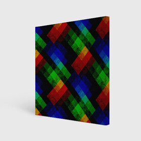 Холст квадратный с принтом Разноцветный мраморный узор  в Санкт-Петербурге, 100% ПВХ |  | абстрактный | зеленый | красный | мраморный | пэчворк | радужный | разноцветный | синий | черный