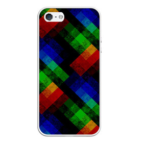 Чехол для iPhone 5/5S матовый с принтом Разноцветный мраморный узор  в Санкт-Петербурге, Силикон | Область печати: задняя сторона чехла, без боковых панелей | абстрактный | зеленый | красный | мраморный | пэчворк | радужный | разноцветный | синий | черный