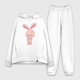 Женский костюм хлопок Oversize с принтом розовый зайка в Санкт-Петербурге,  |  | заяц | кролик | лапы | мягкий | персонаж | розовый | уши | хвост