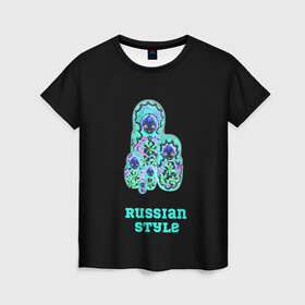 Женская футболка 3D с принтом русский стиль матрешка в Санкт-Петербурге, 100% полиэфир ( синтетическое хлопкоподобное полотно) | прямой крой, круглый вырез горловины, длина до линии бедер | матрешка | народный | неоновый | русский | стиль | этно