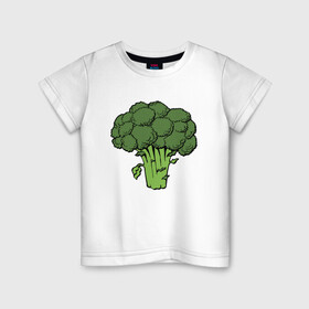 Детская футболка хлопок с принтом Брокколи в Санкт-Петербурге, 100% хлопок | круглый вырез горловины, полуприлегающий силуэт, длина до линии бедер | Тематика изображения на принте: брокколи | еда | зож | капуста | овощ | растения