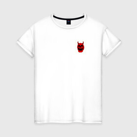 Женская футболка хлопок с принтом rip в Санкт-Петербурге, 100% хлопок | прямой крой, круглый вырез горловины, длина до линии бедер, слегка спущенное плечо | демон | модно | принт | топ | череп