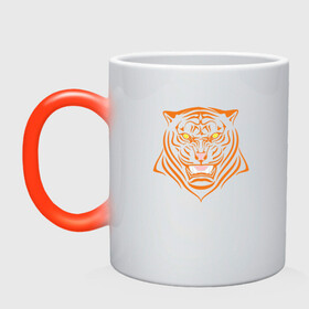 Кружка хамелеон с принтом Orange Tiger в Санкт-Петербурге, керамика | меняет цвет при нагревании, емкость 330 мл | 2022 | animal | cat | lion | tiger | год тигра | животные | зверь | зубы | кот | кошка | лев | охотник | полосатый | природа | тигр | тигренок | тигрица | хищник