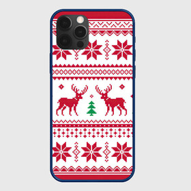 Чехол для iPhone 12 Pro с принтом Зимняя ночь в Санкт-Петербурге, силикон | область печати: задняя сторона чехла, без боковых панелей | арт | вязаный рисунок | вязь | дерево | ёлка | ёлки | ель | новый год | олени | олень | рисунок | рождество | снег | снежинка | снежинки