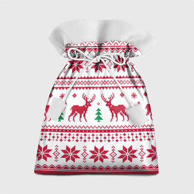 Подарочный 3D мешок с принтом Зимняя ночь в Санкт-Петербурге, 100% полиэстер | Размер: 29*39 см | Тематика изображения на принте: арт | вязаный рисунок | вязь | дерево | ёлка | ёлки | ель | новый год | олени | олень | рисунок | рождество | снег | снежинка | снежинки