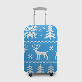 Чехол для чемодана 3D с принтом Зимняя ночь в Санкт-Петербурге, 86% полиэфир, 14% спандекс | двустороннее нанесение принта, прорези для ручек и колес | арт | вязаный рисунок | вязь | ёлка | ёлки | ель | лес | новый год | ночь | олени | олень | рисунок | рождество | снег | снеговик | снеговики | снежинка | снежинки