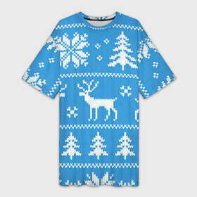 Платье-футболка 3D с принтом Зимняя дикая лесная ночь в Санкт-Петербурге,  |  | арт | вязаный рисунок | вязь | ёлка | ёлки | ель | лес | новый год | ночь | олени | олень | рисунок | рождество | снег | снеговик | снеговики | снежинка | снежинки