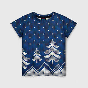 Детская футболка 3D с принтом Зимняя ночь в Санкт-Петербурге, 100% гипоаллергенный полиэфир | прямой крой, круглый вырез горловины, длина до линии бедер, чуть спущенное плечо, ткань немного тянется | арт | вязаный рисунок | вязь | зима | зимняя ночь | лес | новый год | ночь | рисунок | рождество | снег | снеговик | снеговики | снежинка | снежинки