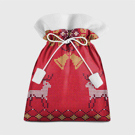 Подарочный 3D мешок с принтом Олени в Санкт-Петербурге, 100% полиэстер | Размер: 29*39 см | арт | вязаный рисунок | вязь | колокольчик | колокольчики | новый год | ночь | олени | олень | рисунок | рога | рождество | снег | снеговик | снеговики | снежинка | снежинки