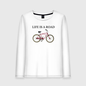 Женский лонгслив хлопок с принтом Велосипед в Санкт-Петербурге, 100% хлопок |  | bike | life | road | велосипед | дорога | жизнь
