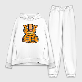 Женский костюм хлопок Oversize с принтом Funny Tiger в Санкт-Петербурге,  |  | 2022 | animal | cat | lion | tiger | год тигра | животные | зверь | зубы | кот | кошка | лев | охотник | полосатый | природа | тигр | тигренок | тигрица | хищник