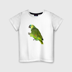 Детская футболка хлопок с принтом Попугайчик в Санкт-Петербурге, 100% хлопок | круглый вырез горловины, полуприлегающий силуэт, длина до линии бедер | bird | parrot | wings | крылья | попугай | птица