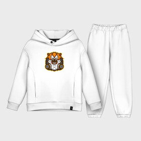 Детский костюм хлопок Oversize с принтом Tiger Music в Санкт-Петербурге,  |  | 2022 | animal | cat | lion | music | tiger | год тигра | животные | зверь | зубы | кот | кошка | лев | музыка | наушники | охотник | полосатый | природа | тигр | тигренок | тигрица | хищник