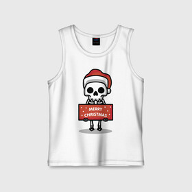 Детская майка хлопок с принтом Merry Christmas joke в Санкт-Петербурге,  |  | holiday | joke | merry christmas | new year | poster | skeleton | skull | новый год | постер | праздник | рождество | скелет | череп | шутка