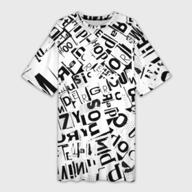 Платье-футболка 3D с принтом UNDER WHITE в Санкт-Петербурге,  |  | text | белый | буквы | пестрое | текст