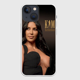 Чехол для iPhone 13 mini с принтом Ким Кардашьян в Санкт-Петербурге,  |  | armenian | big neckline | black dress | celebrity | kim kardashian | армянка | большое декольте | длинные черные волосы | знаменитость | ким кардашьян | логотип | семейство кардашьян | черное платье