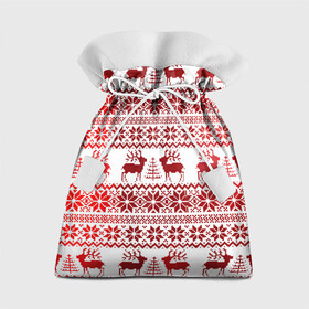 Подарочный 3D мешок с принтом Зимний лес в Санкт-Петербурге, 100% полиэстер | Размер: 29*39 см | арт | вязаный рисунок | вязь | ёлка | ёлки | ель | новый год | ночь | олени | олень | рисунок | рога | рождество | снег | снеговик | снеговики | снежинка | снежинки
