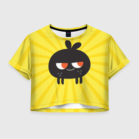 Женская футболка Crop-top 3D с принтом Toca Boca Yellow в Санкт-Петербурге, 100% полиэстер | круглая горловина, длина футболки до линии талии, рукава с отворотами | digital toys | gamer | games | helicopter taxi | pets | toca boca | toca hair salon | toca kitchen | toca life | toca life city | toca life worl | toca tea party | video games | игры