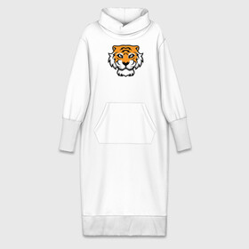 Платье удлиненное хлопок с принтом Забавный Тигр в Санкт-Петербурге,  |  | 2022 | animal | cat | lion | tiger | год тигра | животные | зверь | зубы | кот | кошка | лев | охотник | полосатый | природа | тигр | тигренок | тигрица | хищник