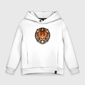 Детское худи Oversize хлопок с принтом Amazing Tiger в Санкт-Петербурге, френч-терри — 70% хлопок, 30% полиэстер. Мягкий теплый начес внутри —100% хлопок | боковые карманы, эластичные манжеты и нижняя кромка, капюшон на магнитной кнопке | 2022 | animal | cat | lion | tiger | год тигра | животные | зверь | зубы | кот | кошка | лев | охотник | полосатый | природа | тигр | тигренок | тигрица | хищник