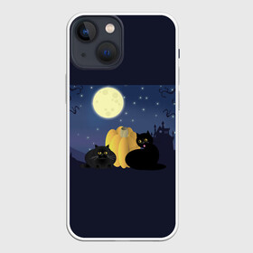 Чехол для iPhone 13 mini с принтом Котострашилка в Санкт-Петербурге,  |  | halloween | helloween | ведьма | котики | мистика | мистический дом | ночь | страшно | тыква | хеллоуин | хэллоуин