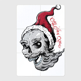 Магнитный плакат 2Х3 с принтом Crazy New Year в Санкт-Петербурге, Полимерный материал с магнитным слоем | 6 деталей размером 9*9 см | beard | eyes | grin | holiday | jaw | new year | skull | teeth | борода | глаза | зубы | новый год | оскал | пасть | праздник | череп