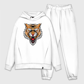 Мужской костюм хлопок OVERSIZE с принтом Tiger Scream в Санкт-Петербурге,  |  | 2022 | animal | cat | lion | tiger | год тигра | животные | зверь | зубы | кот | кошка | лев | охотник | полосатый | природа | тигр | тигренок | тигрица | хищник