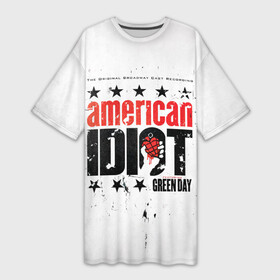 Платье-футболка 3D с принтом American Idiot: The Original Broadway Cast Recording  Green Day в Санкт-Петербурге,  |  | american idiot | green day | альтернативный | билли джо армстронг | греен дай | грин дей | гриндей | группа | зелёный день | майк дёрнт | музыка | панк | поп | поппанк | рок | тре кул