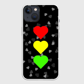 Чехол для iPhone 13 с принтом СВЕТОФОР ИЗ СЕРДЕЦ в Санкт-Петербурге,  |  | affection | cardiac | fondness | heart | love | loving | девочке | девушке | женская солидарность | любить | любовь | мальчику | маме | мужчине | парная | светофор из сердец | сердечко | сердце