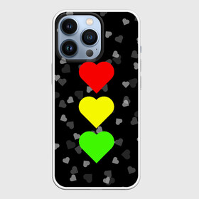 Чехол для iPhone 13 Pro с принтом СВЕТОФОР ИЗ СЕРДЕЦ в Санкт-Петербурге,  |  | affection | cardiac | fondness | heart | love | loving | девочке | девушке | женская солидарность | любить | любовь | мальчику | маме | мужчине | парная | светофор из сердец | сердечко | сердце