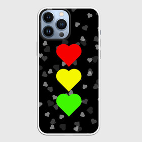 Чехол для iPhone 13 Pro Max с принтом СВЕТОФОР ИЗ СЕРДЕЦ в Санкт-Петербурге,  |  | affection | cardiac | fondness | heart | love | loving | девочке | девушке | женская солидарность | любить | любовь | мальчику | маме | мужчине | парная | светофор из сердец | сердечко | сердце