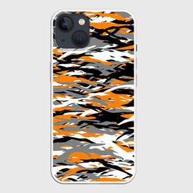 Чехол для iPhone 13 с принтом Тигровый камуфляж в Санкт-Петербурге,  |  | 2022 | tiger | камуфляж | милитари | паттерн | полосатый | полоски | полосы | тигр