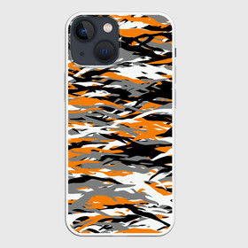 Чехол для iPhone 13 mini с принтом Тигровый камуфляж в Санкт-Петербурге,  |  | 2022 | tiger | камуфляж | милитари | паттерн | полосатый | полоски | полосы | тигр