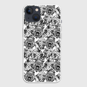 Чехол для iPhone 13 с принтом Злые Гориллы   Паттерн в Санкт-Петербурге,  |  | africa | afrika | angry | ape | apes | black white | gorilla | gorillas | gorillaz | hip hop | monkey | pattern | raging | sketch | африка | африканский узор | злые обезьяны | мартышка | примат | приматы | рисунок | рисунок карандашом | скетч | узор | хип