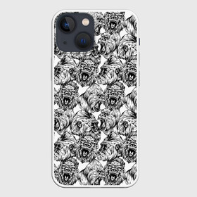 Чехол для iPhone 13 mini с принтом Злые Гориллы   Паттерн в Санкт-Петербурге,  |  | africa | afrika | angry | ape | apes | black white | gorilla | gorillas | gorillaz | hip hop | monkey | pattern | raging | sketch | африка | африканский узор | злые обезьяны | мартышка | примат | приматы | рисунок | рисунок карандашом | скетч | узор | хип