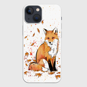 Чехол для iPhone 13 mini с принтом ЛИСА В ЛИСТЬЯХ   ОСЕННЕЕ НАСТРОЕНИЕ   FOX IN THE FOREST в Санкт-Петербурге,  |  | autumn | forest | fox | животные | звери | лес | лиса | листья | музыка | ноты | осень | песни | природа