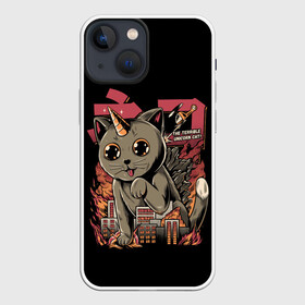 Чехол для iPhone 13 mini с принтом АНИМЕ КОТ ЕДИНОРОЖЕК в Санкт-Петербурге,  |  | anime | cat | city | japan | manga | unicorn | аниме | великан | город | единорог | звери | кот | котик | манга | милый | монстр | пушистый | япония