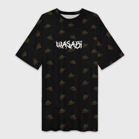 Платье-футболка 3D с принтом Wasabi Gothic в Санкт-Петербурге,  |  | black | blackletter | core | gothic | japan | lettering | metal | wasabi | white | белое | васаби | готика | готические надписи | леттеринг | леттеринг надписи | модно | роллы | современные | суши | узоры | черное | япония