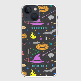 Чехол для iPhone 13 mini с принтом Уютный Halloween в Санкт-Петербурге,  |  | halloween | ведьма | летучая мышь | тыква | хэллоуин