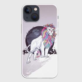 Чехол для iPhone 13 mini с принтом Царь единорогов в Санкт-Петербурге,  |  | арт | графика | единорог | животные | звери | лев | мифы | рог | царь зверей